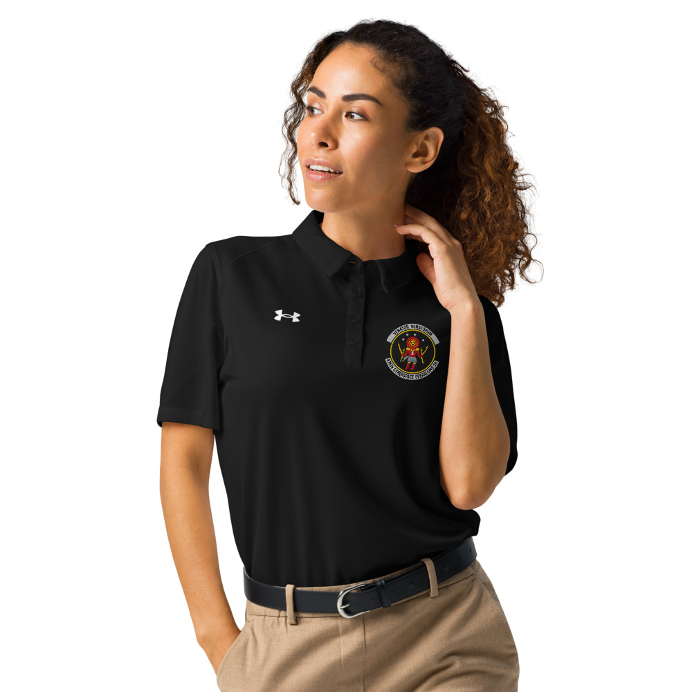 836 COS Women's Under Armour Tech Polo — Venator Black, Front view